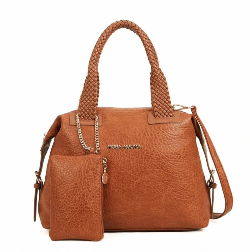 Bolsa Estruturada com Alça Trançada e Mini Necessaire – Rosa Amora