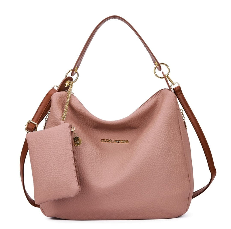 Bolsa Hobo com Alça Transversal e Mini Necessaire – Rosa Amora