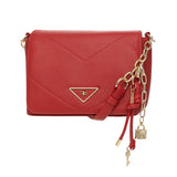 Bolsa Transversal Vermelha com Corrente Dourada e Chaveiro – Rafitthy